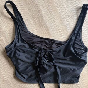 Aerie Black Lace Up Bikini Top